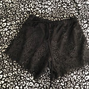 Black Scalloped Shorts